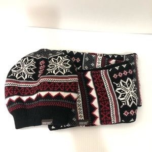 Muk Luks Fair Isle Infinity Scarf & Hat Red Black & White